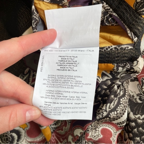 ETRO Cotton Blend Metallic Bronze Textured Two Button Blazer Jacket EUC IT 50 - Picture 13 of 14